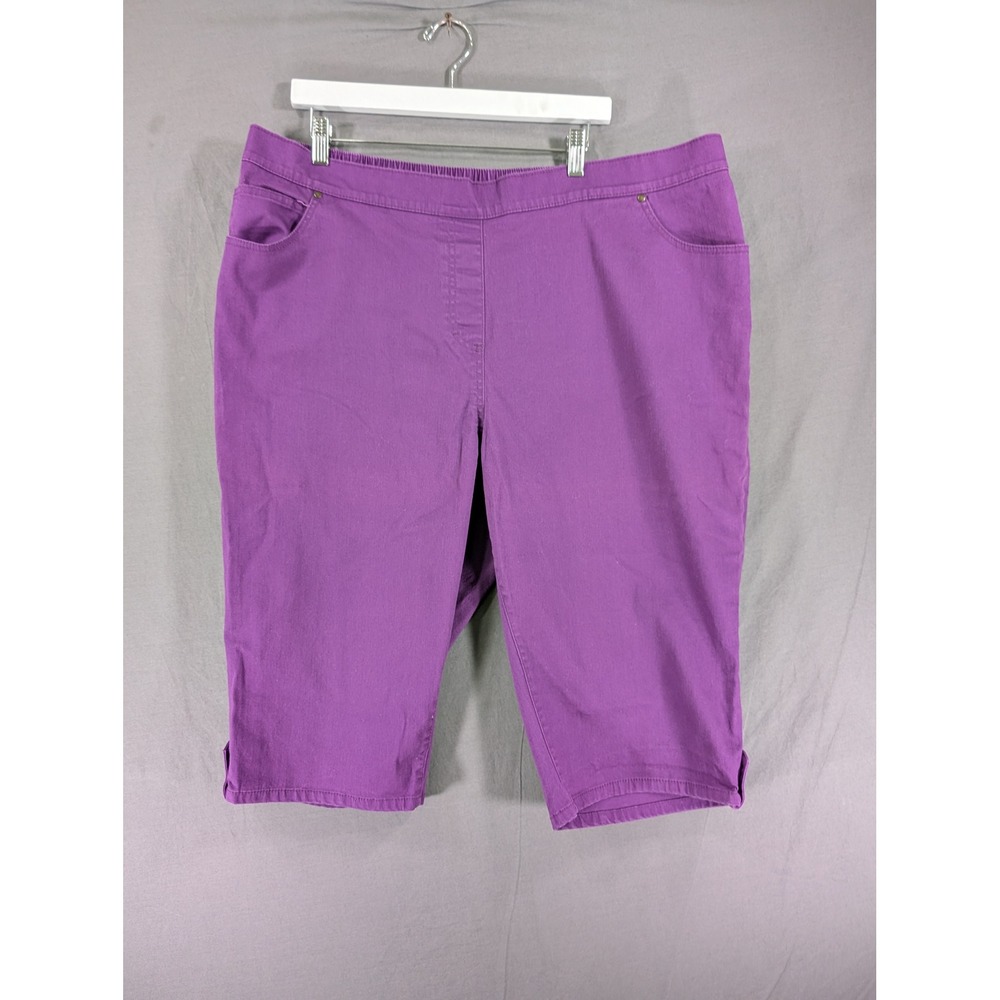 Catherines Timeless Fit Purple Capris Plus Size‎ 2X Stretch Pull On Pants